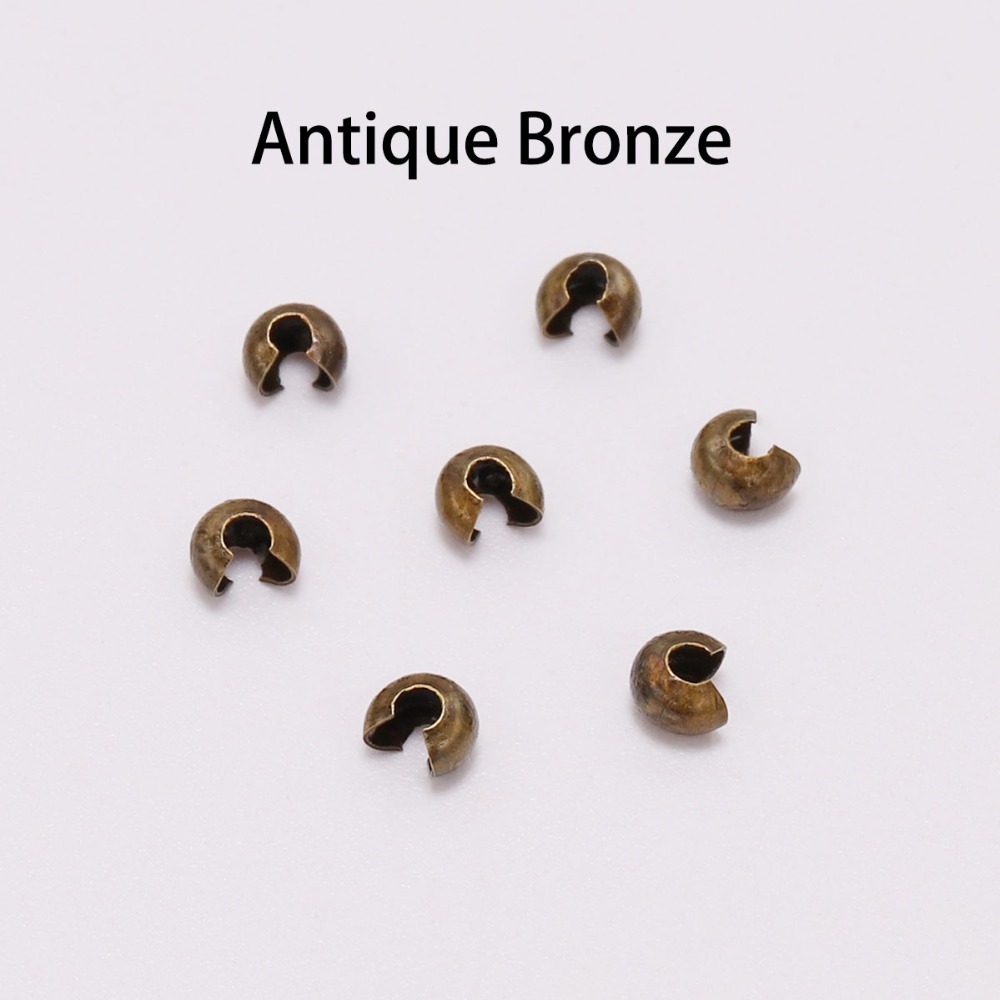50-100pcs/lot Copper Round Covers Crimp End Beads Dia 3 4 5 mm Stopper Spacer Beads For DIY Jewelry Making Findings Supplies