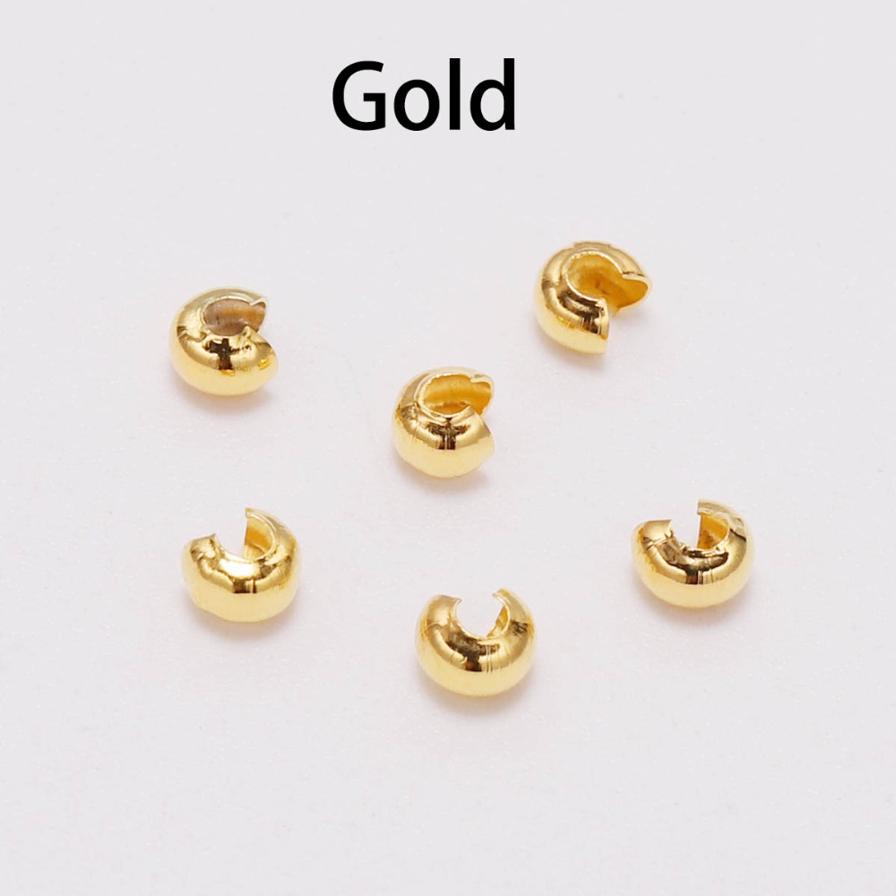 50-100pcs/lot Copper Round Covers Crimp End Beads Dia 3 4 5 mm Stopper Spacer Beads For DIY Jewelry Making Findings Supplies