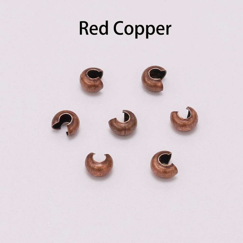 50-100pcs/lot Copper Round Covers Crimp End Beads Dia 3 4 5 mm Stopper Spacer Beads For DIY Jewelry Making Findings Supplies