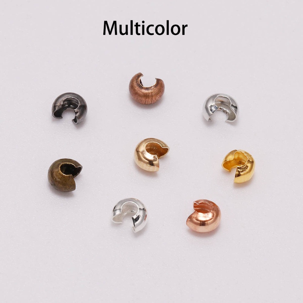 50-100pcs/lot Copper Round Covers Crimp End Beads Dia 3 4 5 mm Stopper Spacer Beads For DIY Jewelry Making Findings Supplies