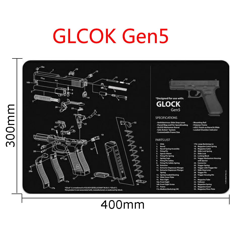 AR15 AK47 Gun Cleaning Rubber Mat Mouse Pad for Pistol GEN5 Glock 17 19 1911 Beretta 92 P320 CZ 75 CZ SHADOW 2 HK USP accesories