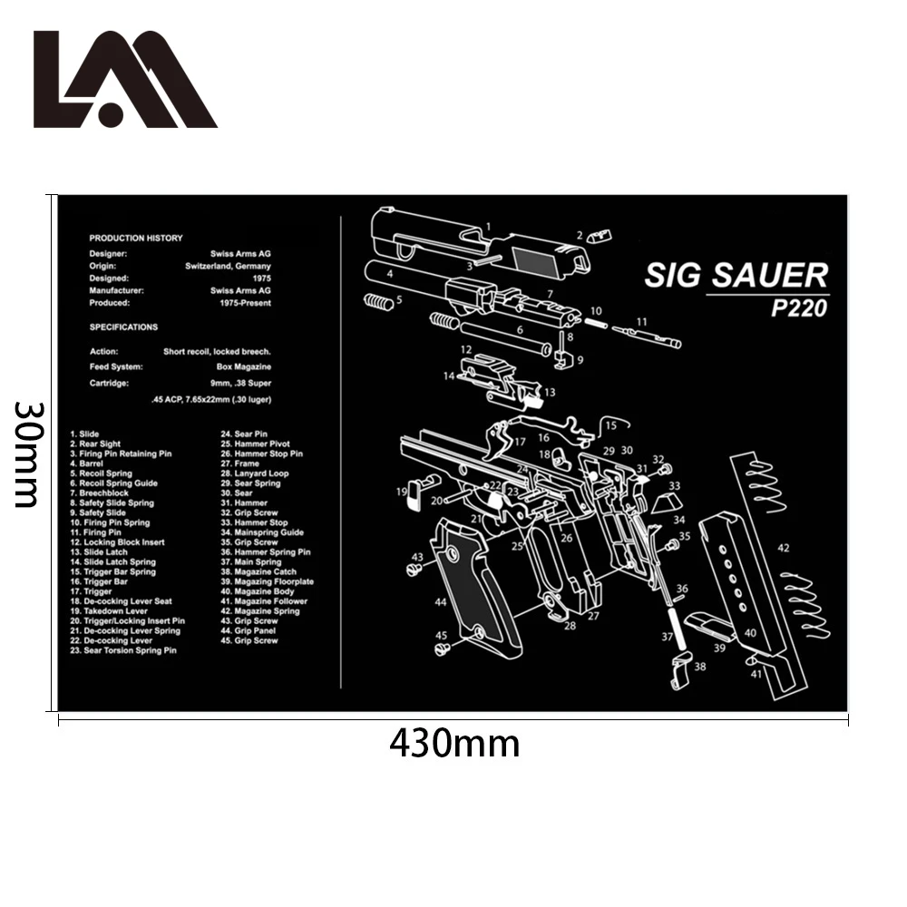 AR15 AK47 Gun Cleaning Rubber Mat Mouse Pad for Pistol GEN5 Glock 17 19 1911 Beretta 92 P320 CZ 75 CZ SHADOW 2 HK USP accesories