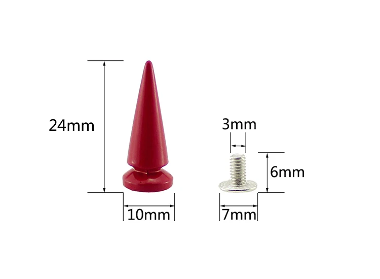 10Sets 10*24mm Cone Colorful Spikes And Studs For Clothes DIY Handmade Cool Punk Garment Rivets Leather Craft Bag Shoes