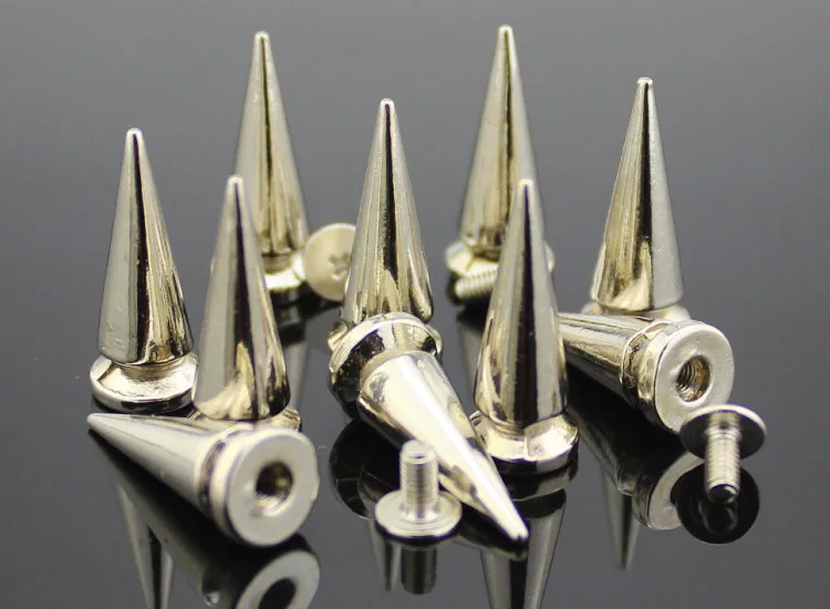 10Sets 10*24mm Cone Colorful Spikes And Studs For Clothes DIY Handmade Cool Punk Garment Rivets Leather Craft Bag Shoes