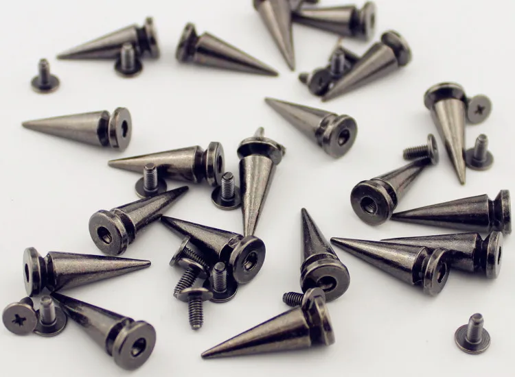 10Sets 10*24mm Cone Colorful Spikes And Studs For Clothes DIY Handmade Cool Punk Garment Rivets Leather Craft Bag Shoes