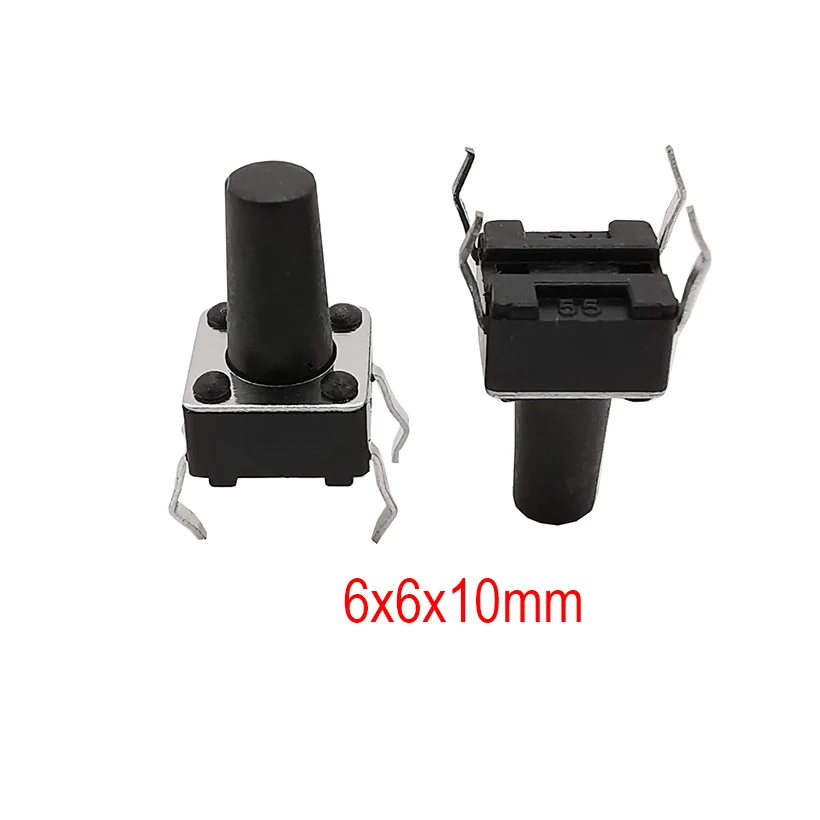 50Pcs 6x6mm Tactile Tact Mini Push Button Switch PCB Panel Momentary DIP 4 Pin Self-Reset Switch 6*6*4.3/5/6/7/8/9/10/11/12/13MM
