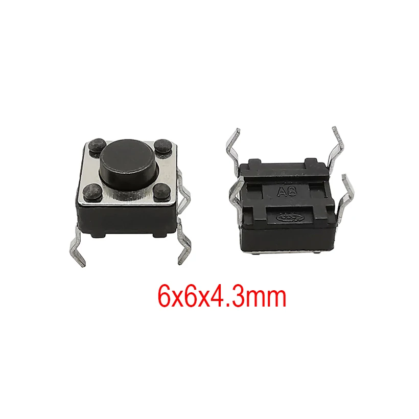 50Pcs 6x6mm Tactile Tact Mini Push Button Switch PCB Panel Momentary DIP 4 Pin Self-Reset Switch 6*6*4.3/5/6/7/8/9/10/11/12/13MM