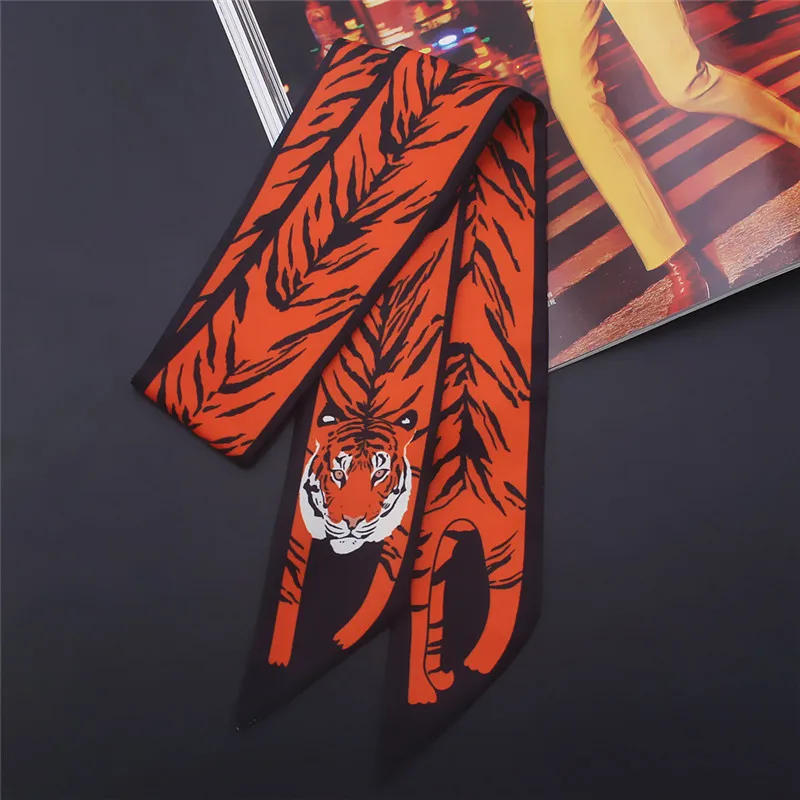 17 Colors Animal Print 2024 New Bag Skinny Silk Scarf For Women Luxury Brand Foulard Women Tie Fashion Head Scarves For Ladies