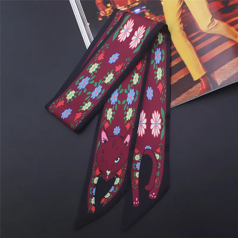 17 Colors Animal Print 2024 New Bag Skinny Silk Scarf For Women Luxury Brand Foulard Women Tie Fashion Head Scarves For Ladies