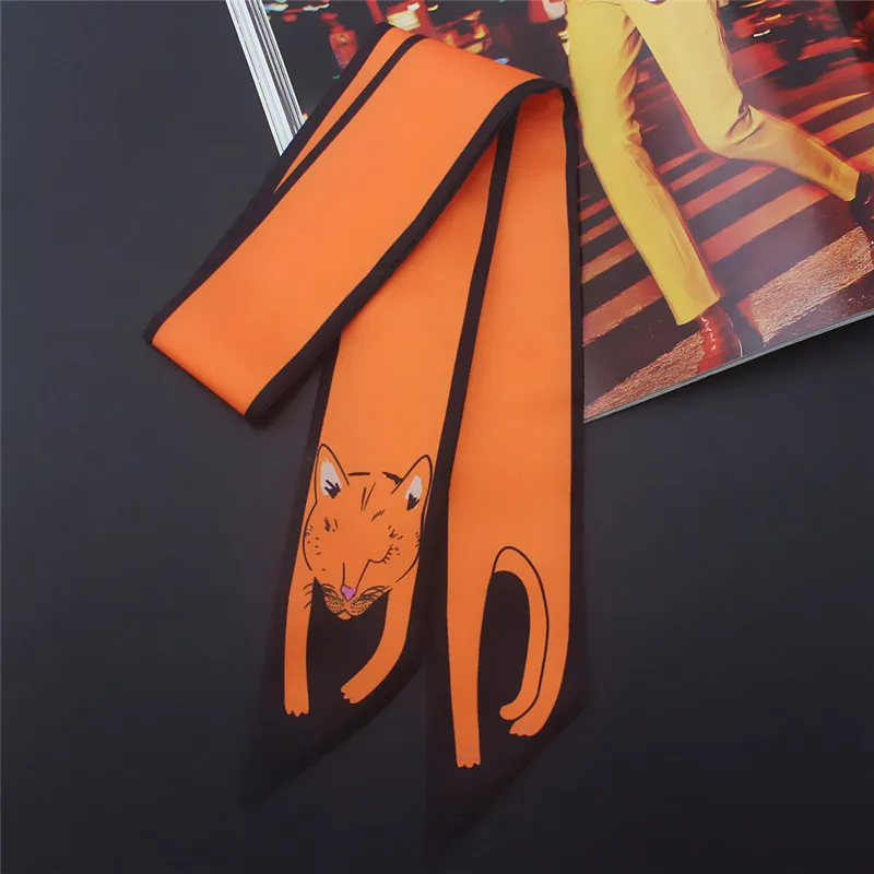 17 Colors Animal Print 2024 New Bag Skinny Silk Scarf For Women Luxury Brand Foulard Women Tie Fashion Head Scarves For Ladies