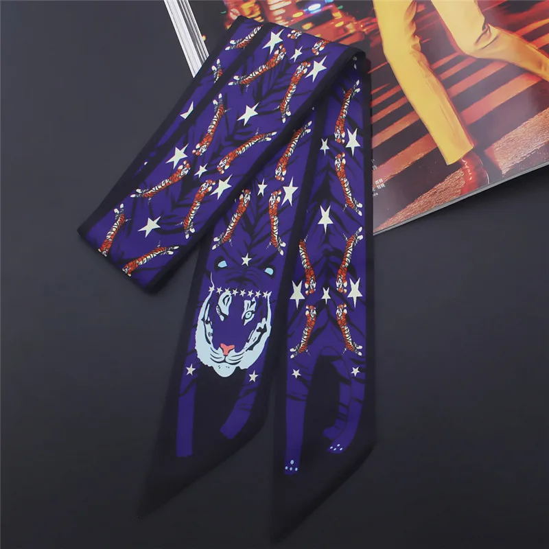 17 Colors Animal Print 2024 New Bag Skinny Silk Scarf For Women Luxury Brand Foulard Women Tie Fashion Head Scarves For Ladies