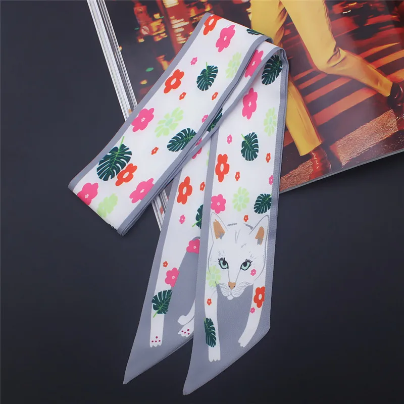 17 Colors Animal Print 2024 New Bag Skinny Silk Scarf For Women Luxury Brand Foulard Women Tie Fashion Head Scarves For Ladies