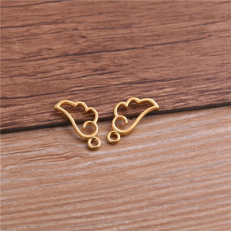 60PCS 9*18mm Metal Alloy Three Color Mini Hollow Wing Charms Pendants for Jewelry Making DIY Handmade Craft