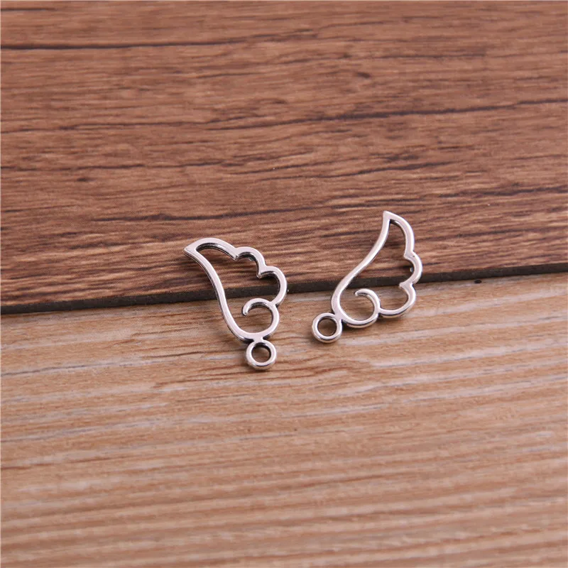 60PCS 9*18mm Metal Alloy Three Color Mini Hollow Wing Charms Pendants for Jewelry Making DIY Handmade Craft