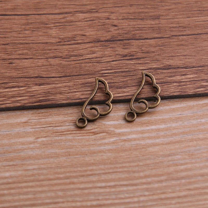 60PCS 9*18mm Metal Alloy Three Color Mini Hollow Wing Charms Pendants for Jewelry Making DIY Handmade Craft