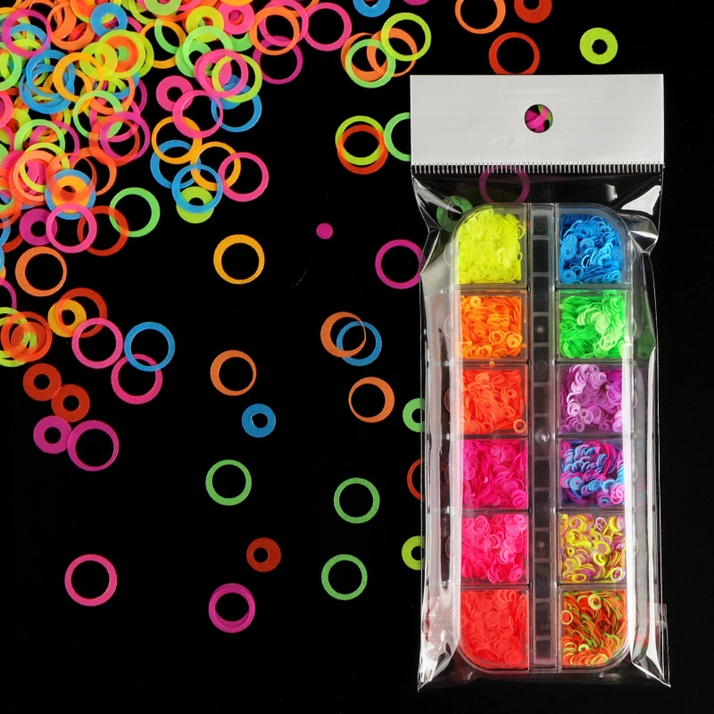 Fluorescent Bubble Sequins Epoxy Resin Glitter Filling Hollow Round Shape Slime Slices Neon Nail Art Flakes Resin Shaker Filler