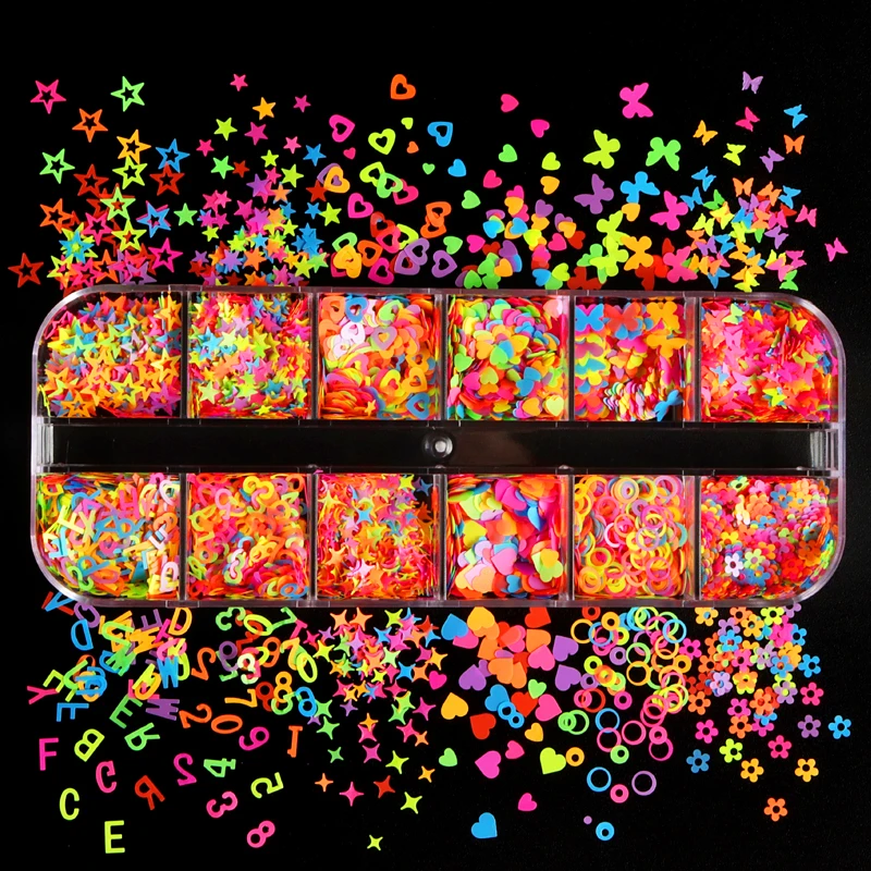 Fluorescent Bubble Sequins Epoxy Resin Glitter Filling Hollow Round Shape Slime Slices Neon Nail Art Flakes Resin Shaker Filler