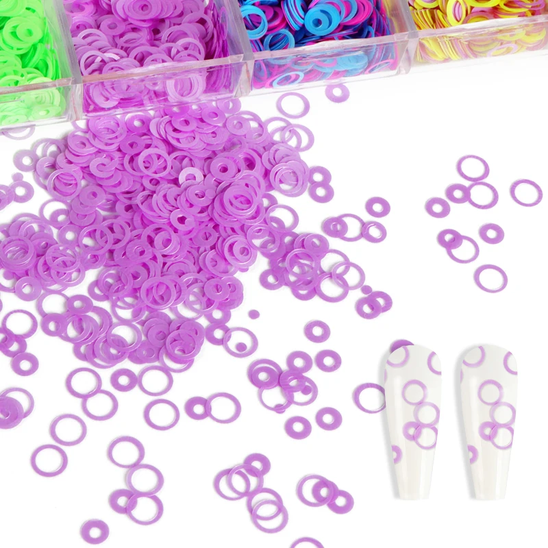 Fluorescent Bubble Sequins Epoxy Resin Glitter Filling Hollow Round Shape Slime Slices Neon Nail Art Flakes Resin Shaker Filler