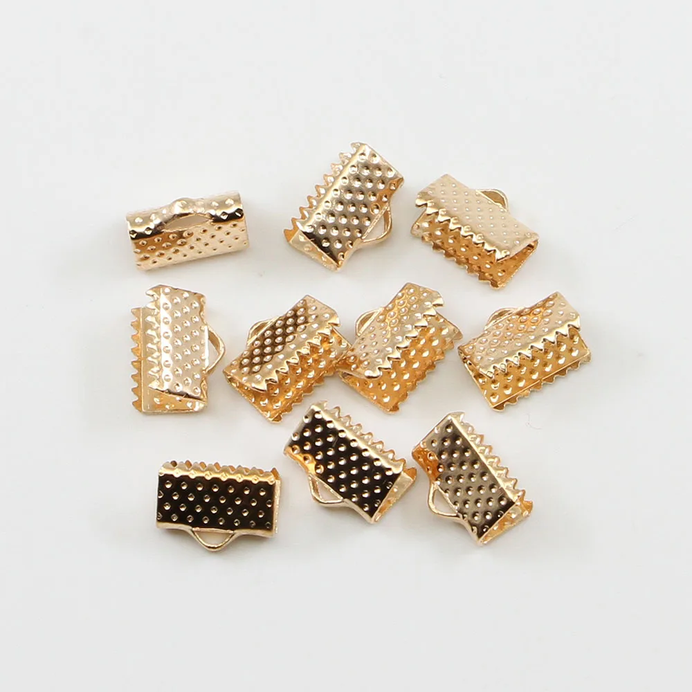 10-50pcs Crimp Beads Cove Clasps Cord End Caps String Ribbon Leather Clip Foldover Connectors Supplies For DIY Jewelry Findings