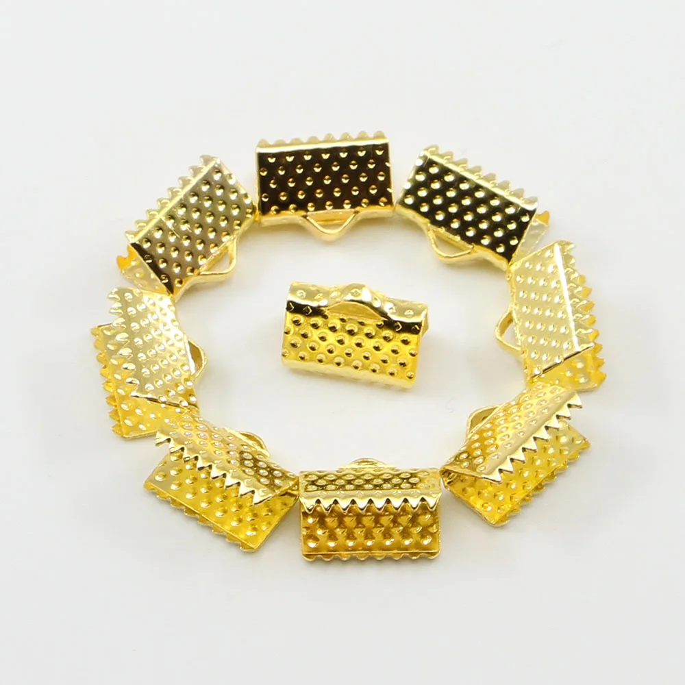 10-50pcs Crimp Beads Cove Clasps Cord End Caps String Ribbon Leather Clip Foldover Connectors Supplies For DIY Jewelry Findings