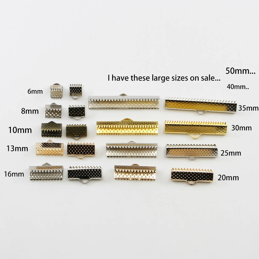 10-50pcs Crimp Beads Cove Clasps Cord End Caps String Ribbon Leather Clip Foldover Connectors Supplies For DIY Jewelry Findings