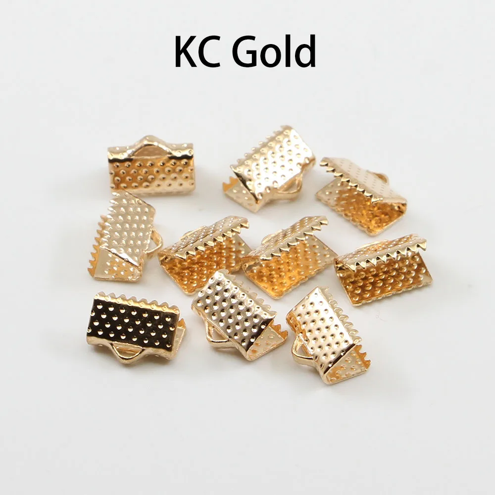 10-50pcs Crimp Beads Cove Clasps Cord End Caps String Ribbon Leather Clip Foldover Connectors Supplies For DIY Jewelry Findings