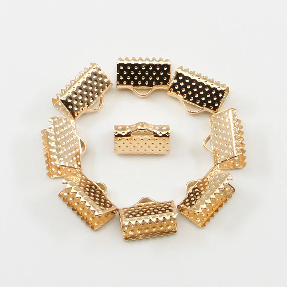 10-50pcs Crimp Beads Cove Clasps Cord End Caps String Ribbon Leather Clip Foldover Connectors Supplies For DIY Jewelry Findings