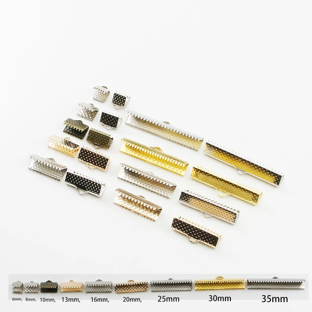 10-50pcs Crimp Beads Cove Clasps Cord End Caps String Ribbon Leather Clip Foldover Connectors Supplies For DIY Jewelry Findings