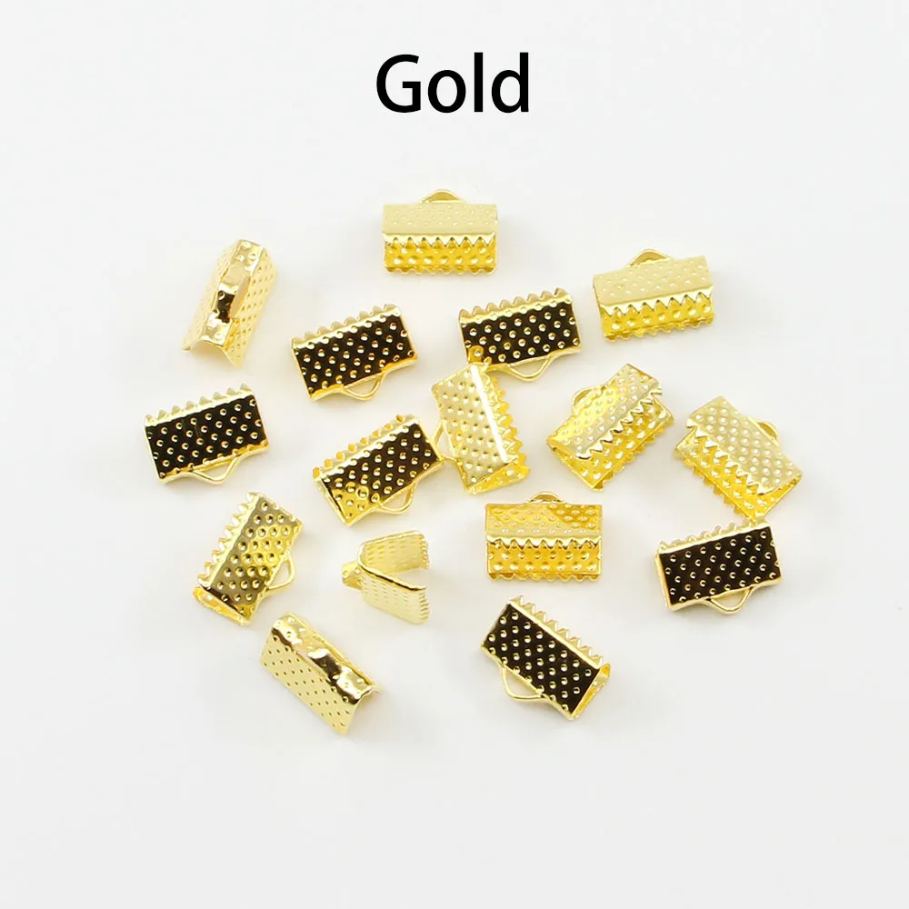 10-50pcs Crimp Beads Cove Clasps Cord End Caps String Ribbon Leather Clip Foldover Connectors Supplies For DIY Jewelry Findings