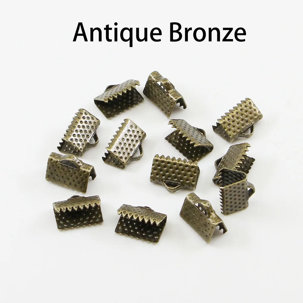 10-50pcs Crimp Beads Cove Clasps Cord End Caps String Ribbon Leather Clip Foldover Connectors Supplies For DIY Jewelry Findings