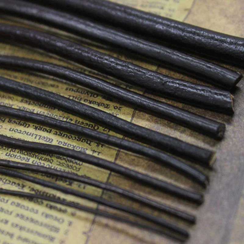 REGELIN 2meter Retro Coffee Cow Leather Strap Findings 2/3/4/5/6/8/10mm Flat/Round Leather Cord String Rope DIY Bracelet Making