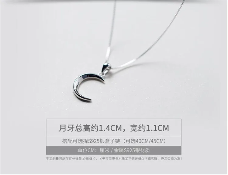 Korean Style New Fashion Sweet Moon 925 Sterling Silver Jewelry Temperament Crescent Clavicle Chain Pendant Necklaces XL031