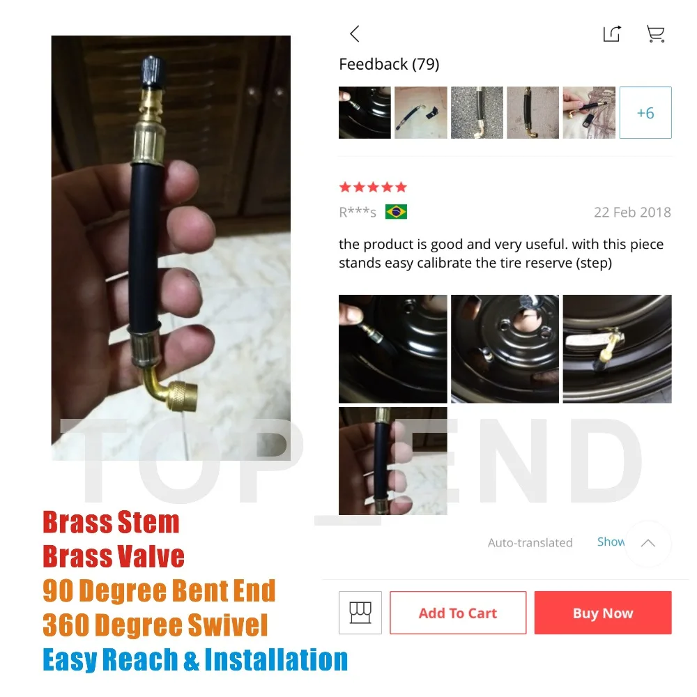 Flexible Rubber Valve Extension 90 Degree Bent Swivel End Brass Stem 3 Length 5 8 11 inch Professional Tire Inflation Tool