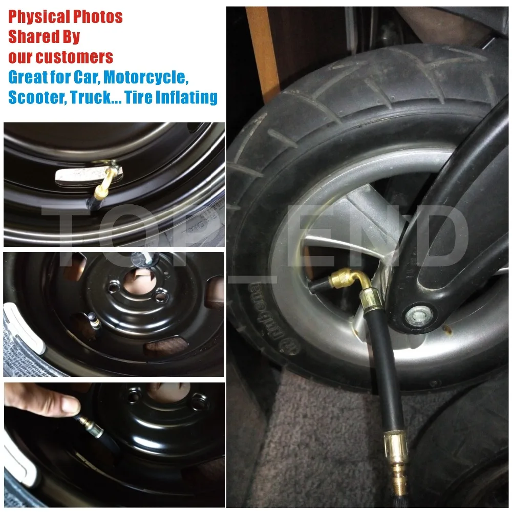 Flexible Rubber Valve Extension 90 Degree Bent Swivel End Brass Stem 3 Length 5 8 11 inch Professional Tire Inflation Tool