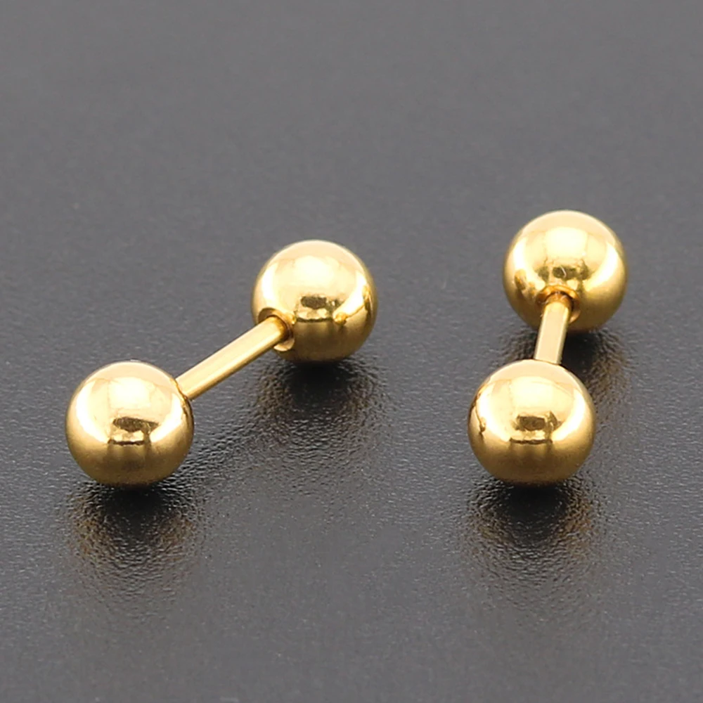 1Pair Medical Titanium Steel Stud Earring Small Ball Screws Small Earrings Ear Bone Nail Lip Piercing Body Jewelry
