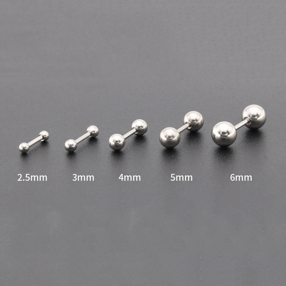 1Pair Medical Titanium Steel Stud Earring Small Ball Screws Small Earrings Ear Bone Nail Lip Piercing Body Jewelry