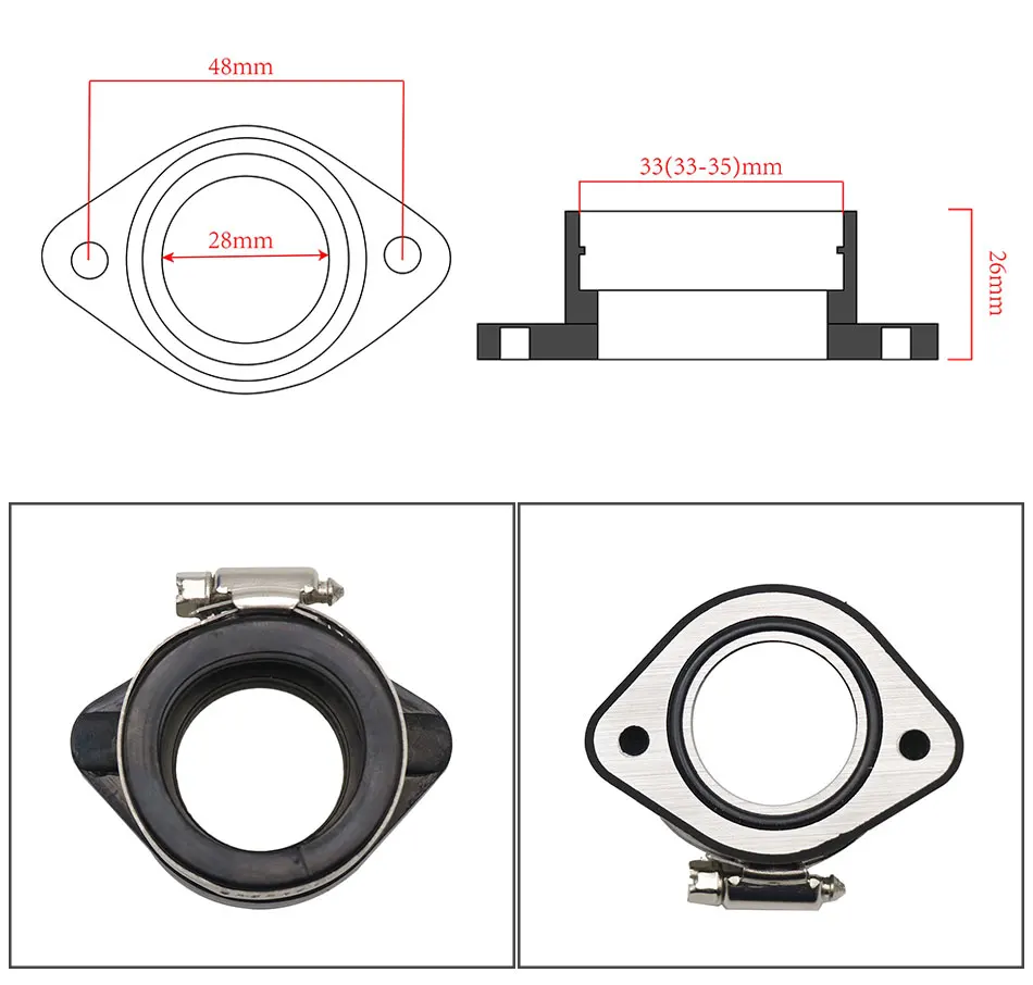 ZSDTRP Motorcycle Carburetor Adapter Inlet Intake Pipe for PWK 21/24/26/28/30/32/34mm PE26/28/30mm TM28/32/34 Carb Pit Dirt Bike
