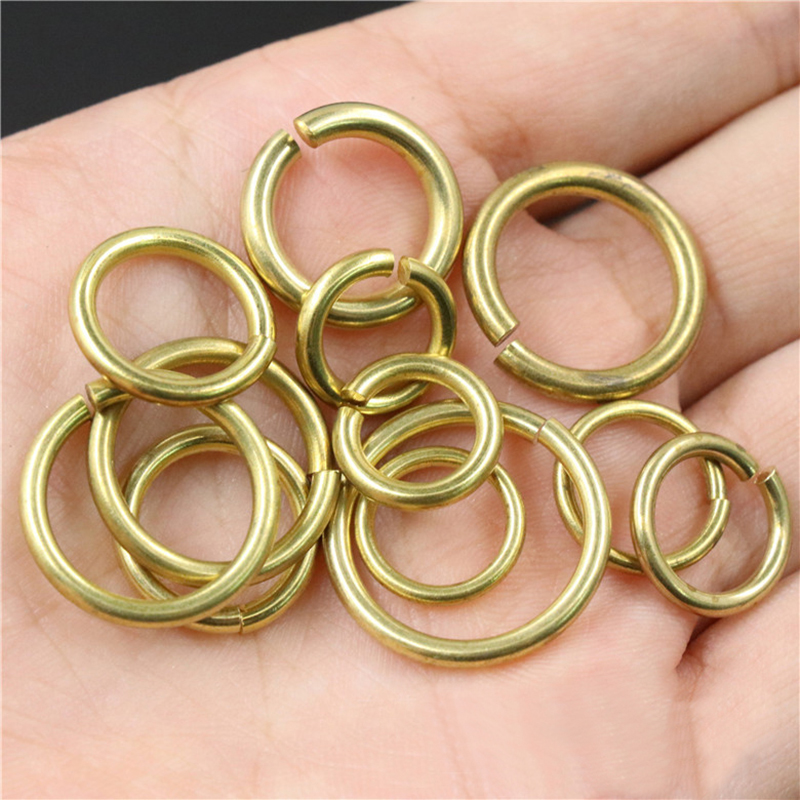 50pcs Jump Rings Solid Brass Open O Ring Round Loops Leather Craft Bag Jewelry Findings Parts Repairing Accessories