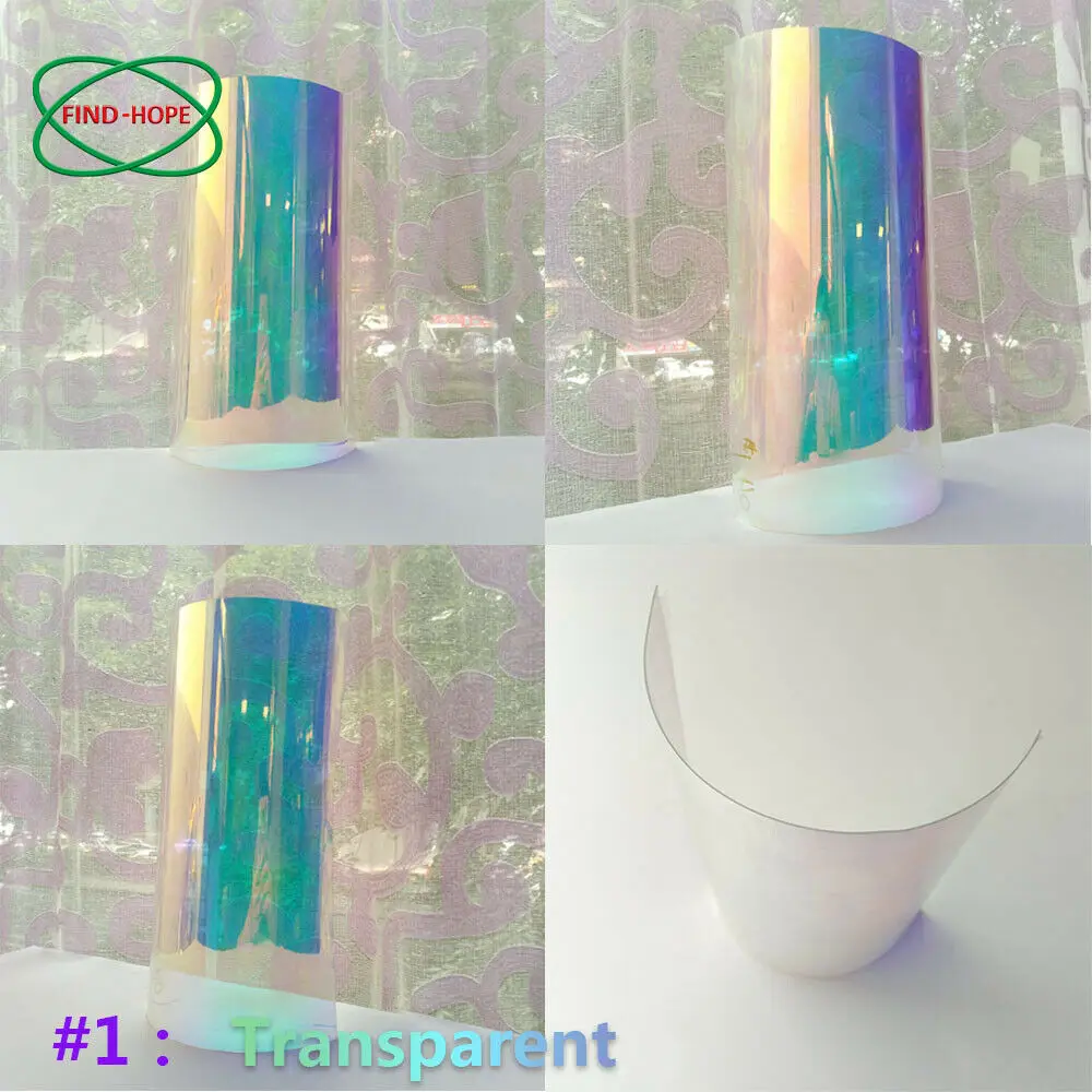 20*30/95cm Transparent PVC Fabric Iridescent Holographic Laser Rainbow Shiny Vinyl DIY Bow Earring Making Craft Bag Sheet/Roll