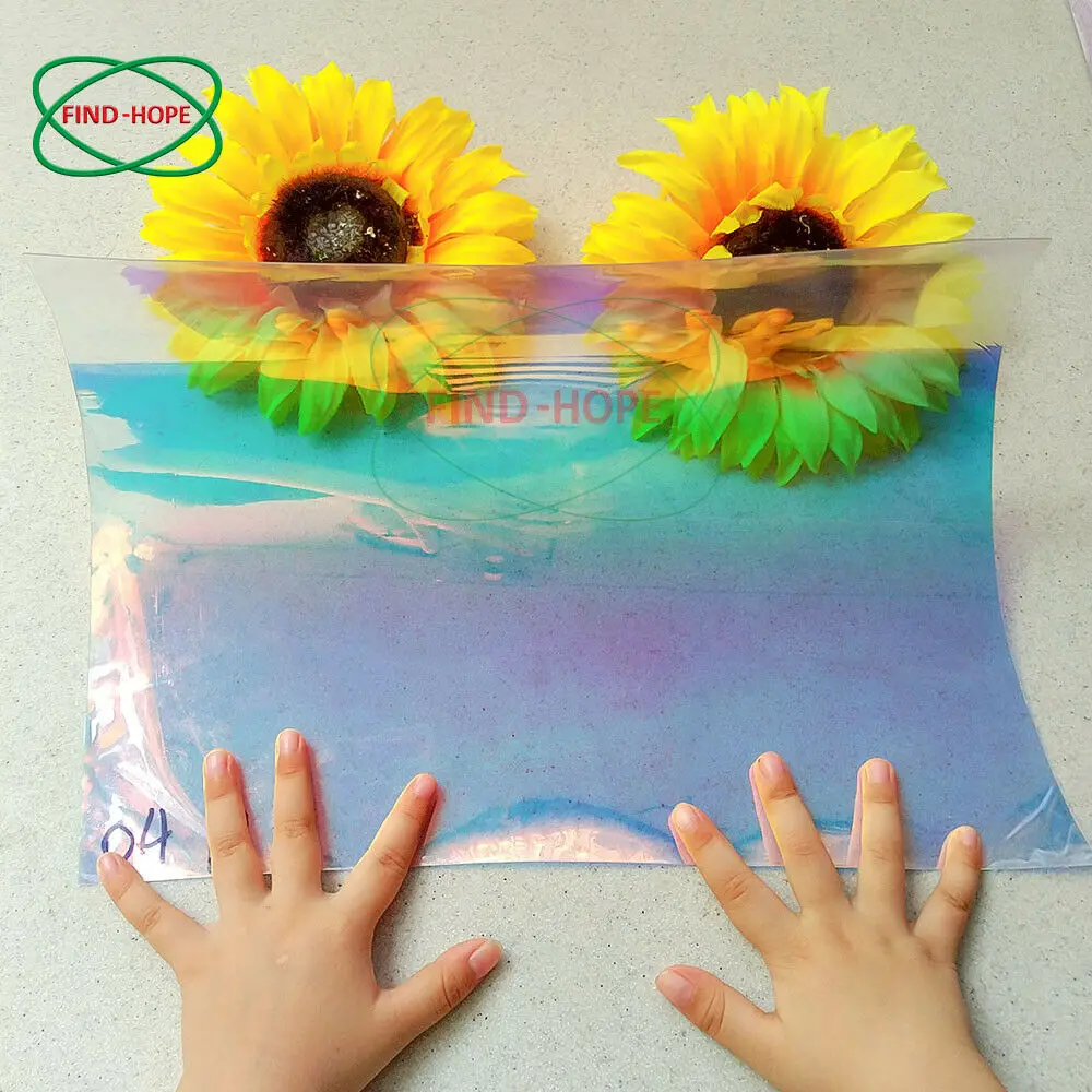 20*30/95cm Transparent PVC Fabric Iridescent Holographic Laser Rainbow Shiny Vinyl DIY Bow Earring Making Craft Bag Sheet/Roll