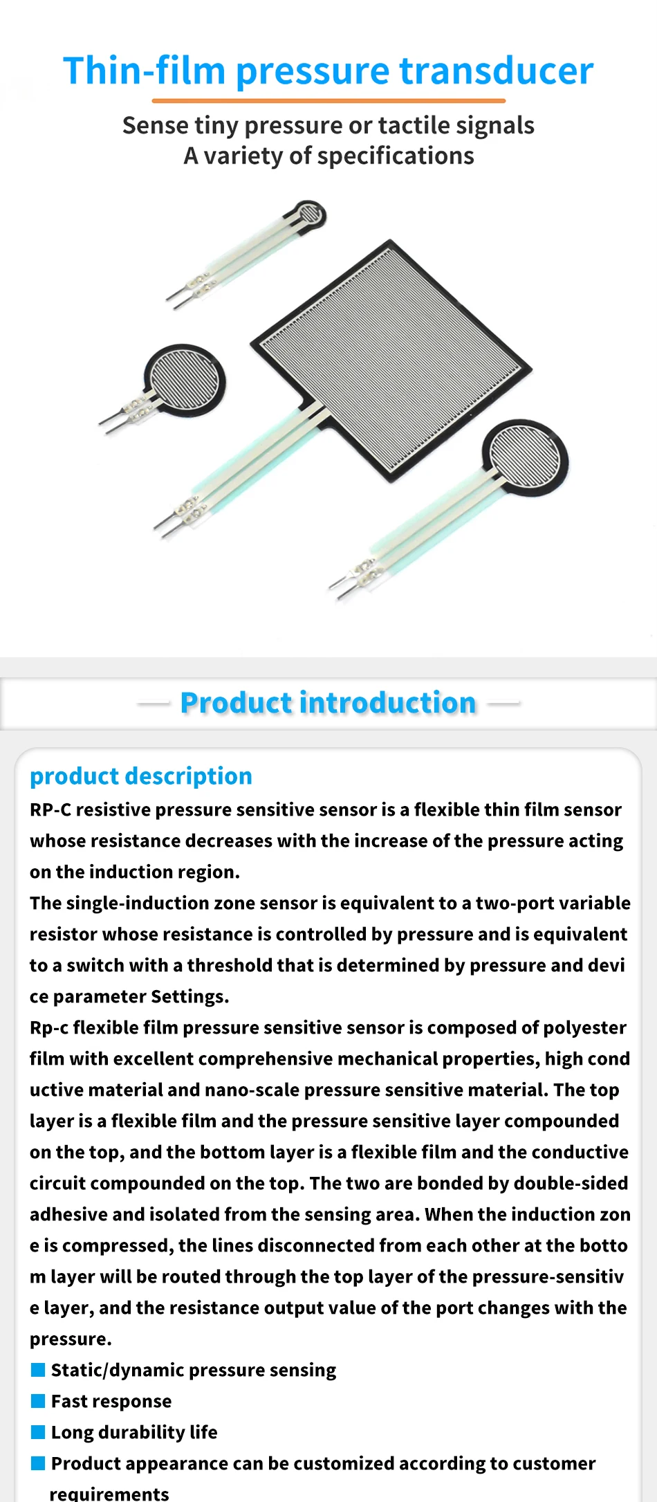 FSR400 FSR402 FSR406 Force Sensitive Resistor 0.5 inch For Arduino compatible Force Sensing Resistor