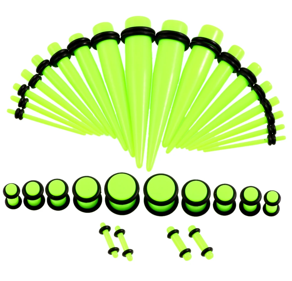 36pcs/lot Acrylic Ear Gauge Taper and Plug Stretching Kits Mixed Color Ear Flesh Tunnel Expansion Body Piercing Jewelry 14G-00G
