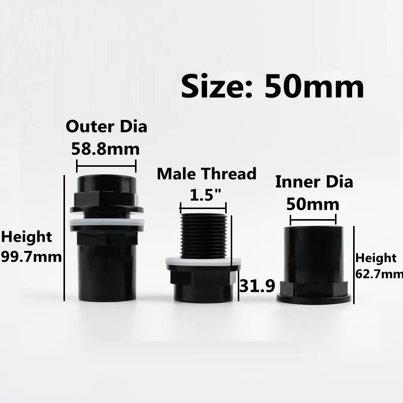 1PC 20/25/32/40/50mm Hi-Quality PVC Pipe Connectors Thicken Fish Tank Drain Aquarium Inlet Outlet Joints Garden Irrigation