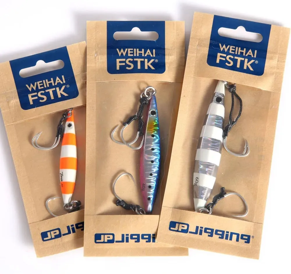 FSTK Fishing Lure Metal Jig Slow Jig Long Casting Spoon 20g40g60g80g Artificial Bait with Assist Hook Off Shore UV Cast Jigging