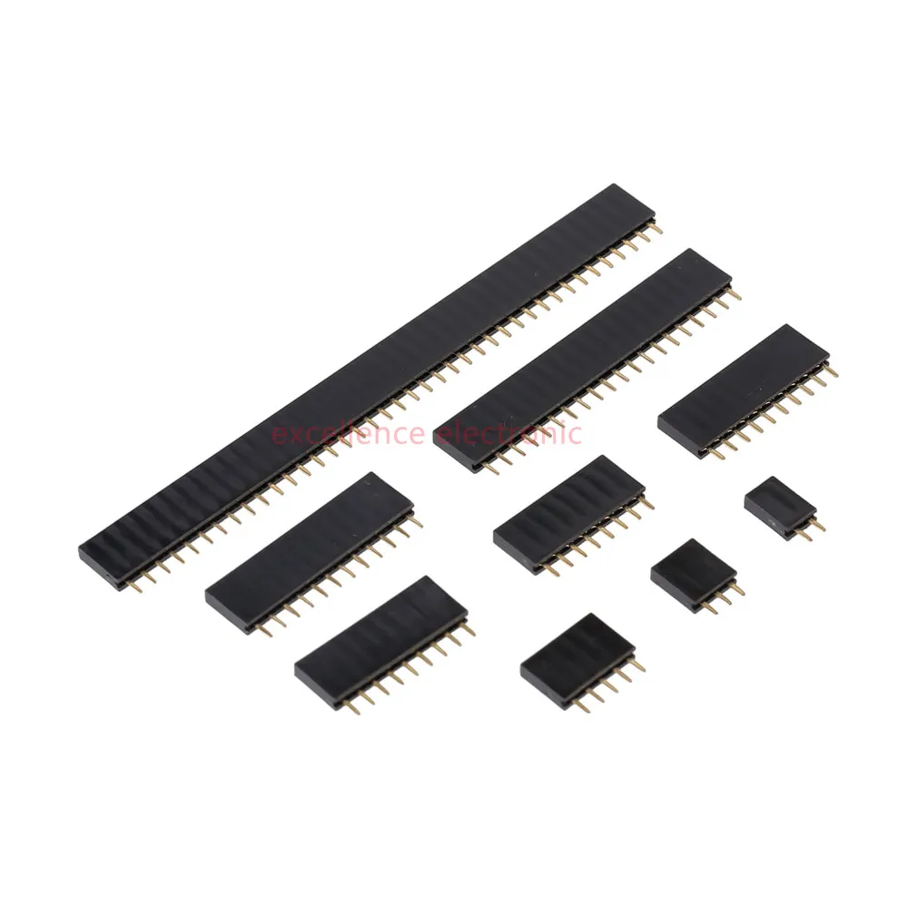 155pcs/Box 2.54mm Single Row Pin Socket Female Header Connector 2/3/4/5/6/7/8/9/10/12/20/40pin PCB Board Combination Kit