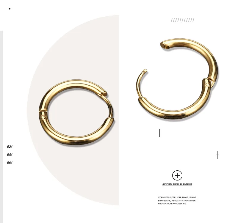 2PC /Set Stainless Steel Small Hoop Earrings for Women Men Gold Color Black Circle Thick Ear Ring Huggie Earrings Hoop Piercing