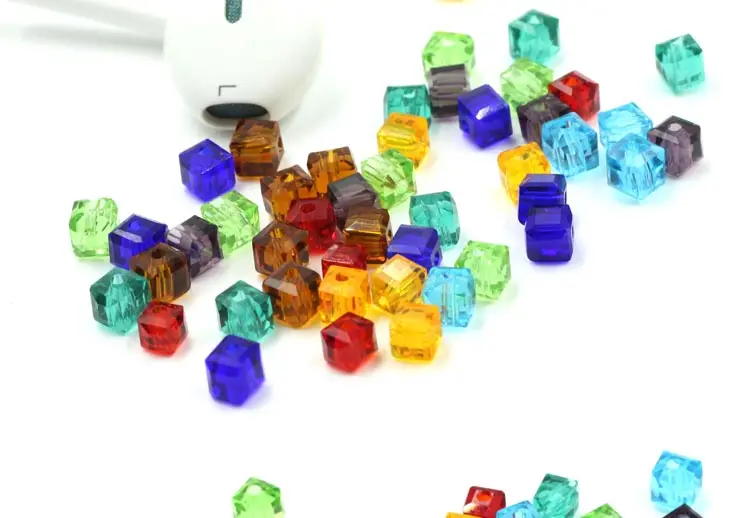 Czech Square Crystal Spacer Beads Yellow 2/3/4MM Faceted Glass Cube Loose Beads DIY Making For Needlework Accessories Jewelry