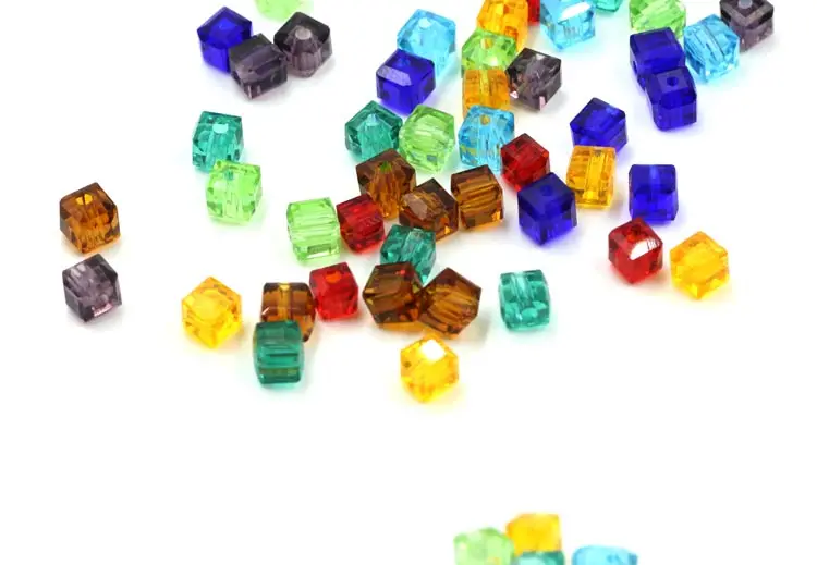 Czech Square Crystal Spacer Beads Yellow 2/3/4MM Faceted Glass Cube Loose Beads DIY Making For Needlework Accessories Jewelry