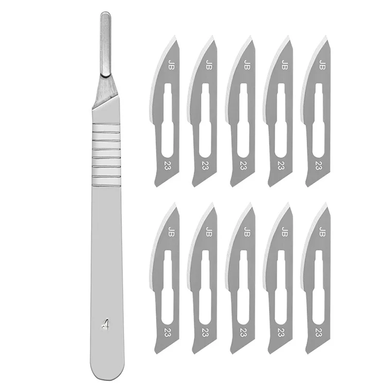 10pcs 11# 23# Carbon Steel Surgical Scalpel Blades + 1pc Handle Scalpel DIY Cutting Tool PCB Repair Animal Surgical Knife