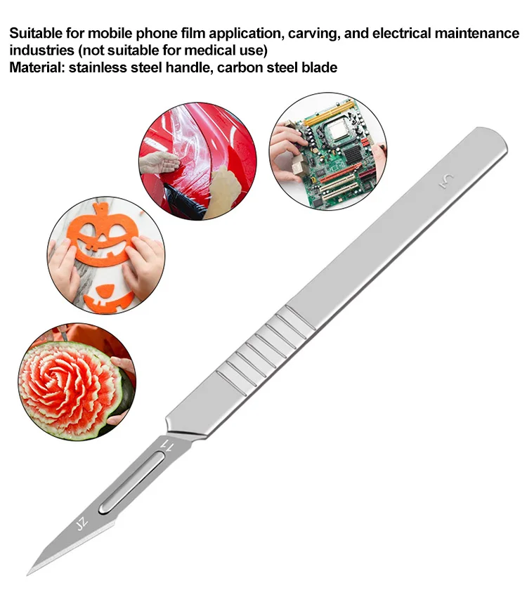 10pcs 11# 23# Carbon Steel Surgical Scalpel Blades + 1pc Handle Scalpel DIY Cutting Tool PCB Repair Animal Surgical Knife